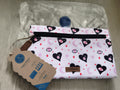 Trousse Cabaia motif cœurs et yeux rose noir pochette neuve 24 cm zip