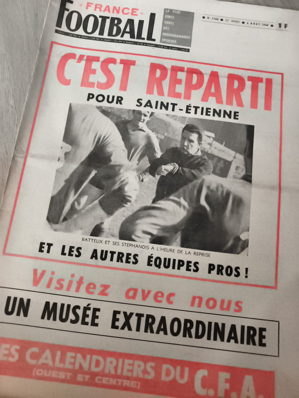 Journal ancien France Football 4 août 1968 vintage Saint-Étienne football