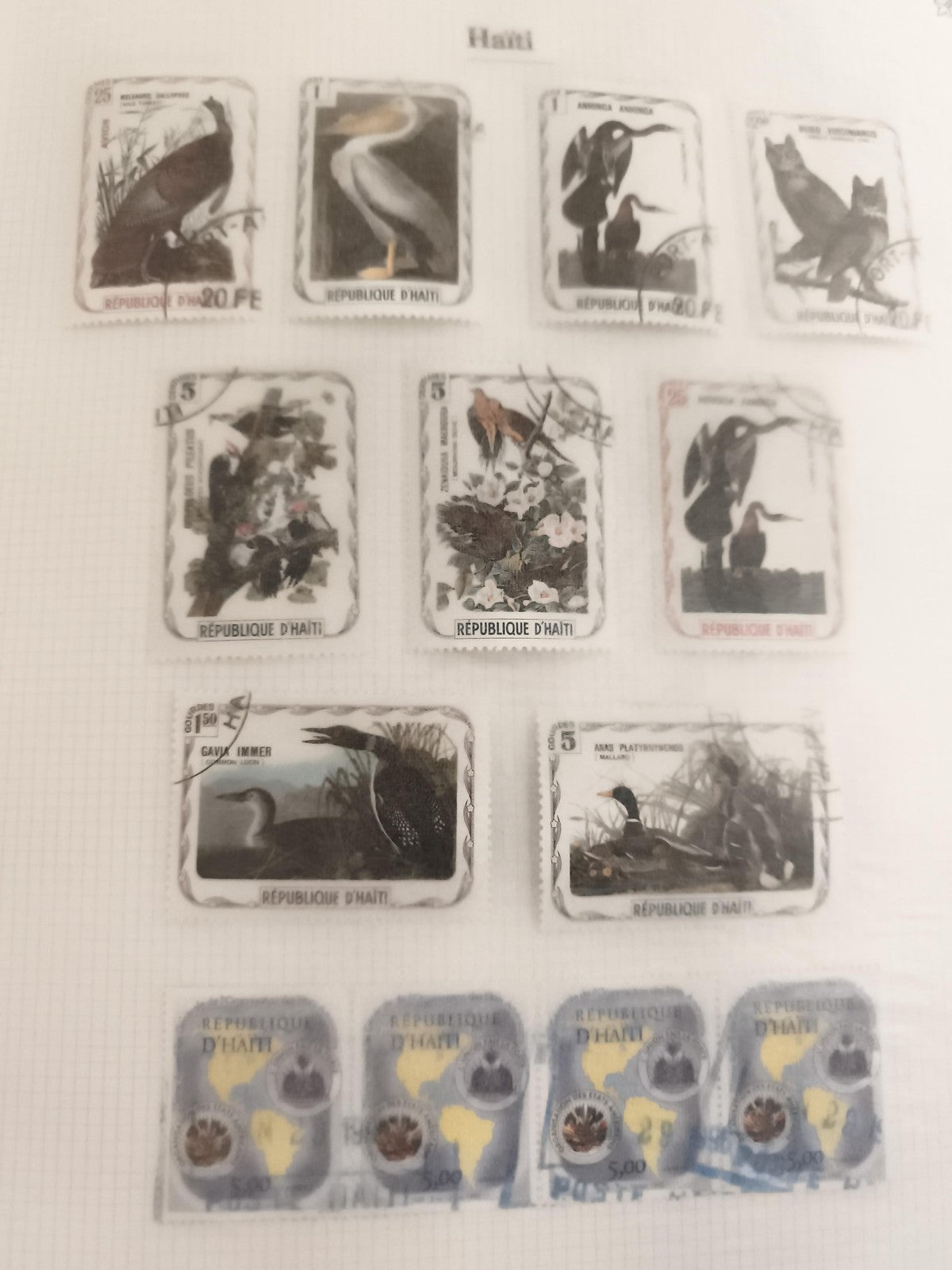 Timbres anciens République d’Haïti oiseaux thématique faune lot philatélie vinta