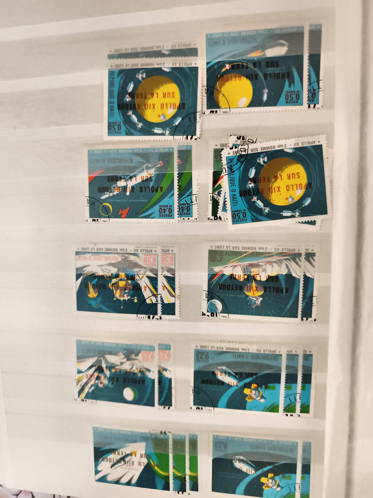 Timbres anciens République d’Haïti Apollo XI retour sur la Lune oblitérés
