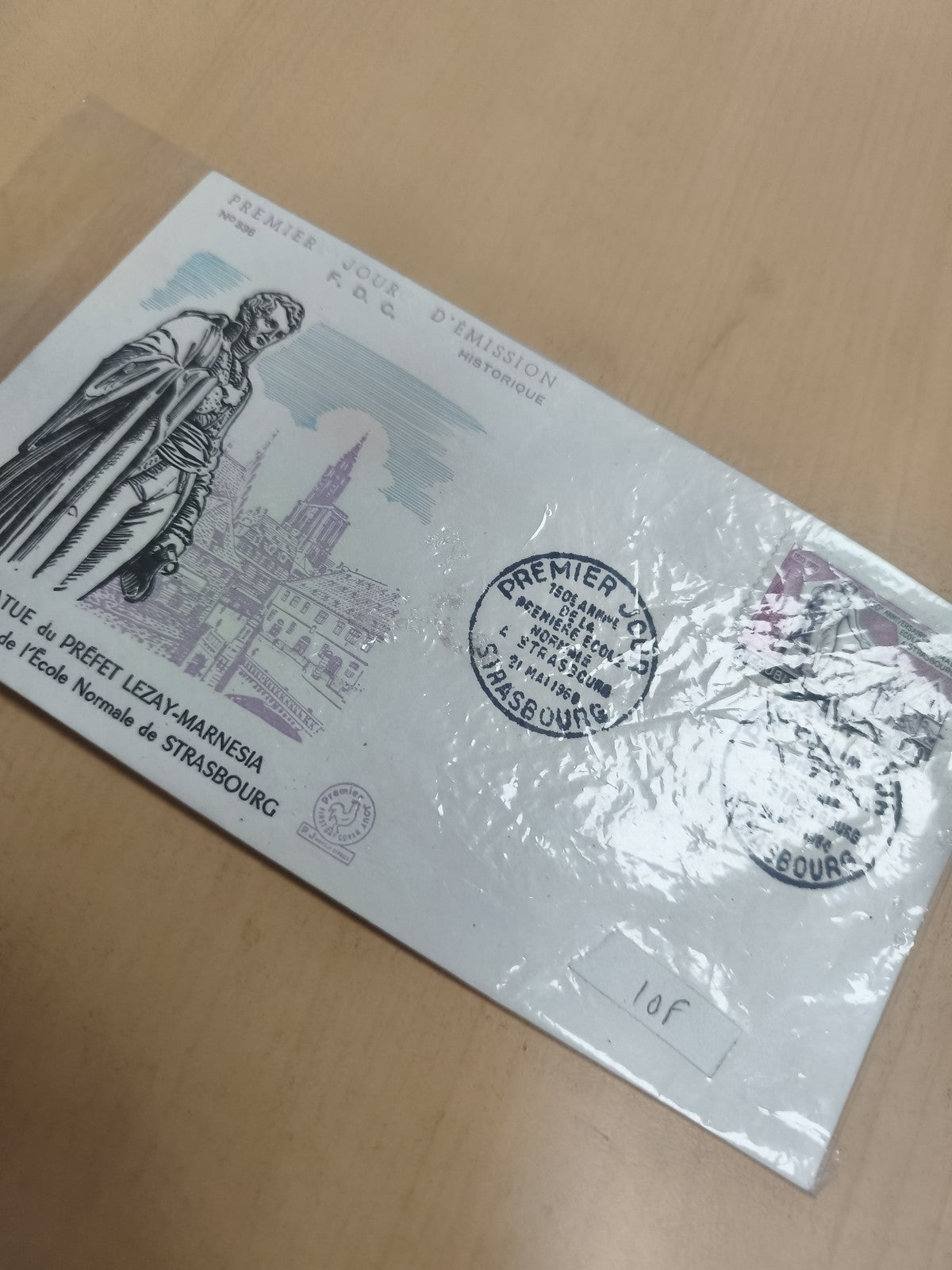 Enveloppe 1er jour Strasbourg statue Lezay-Marnesia philatélie cachet FDC