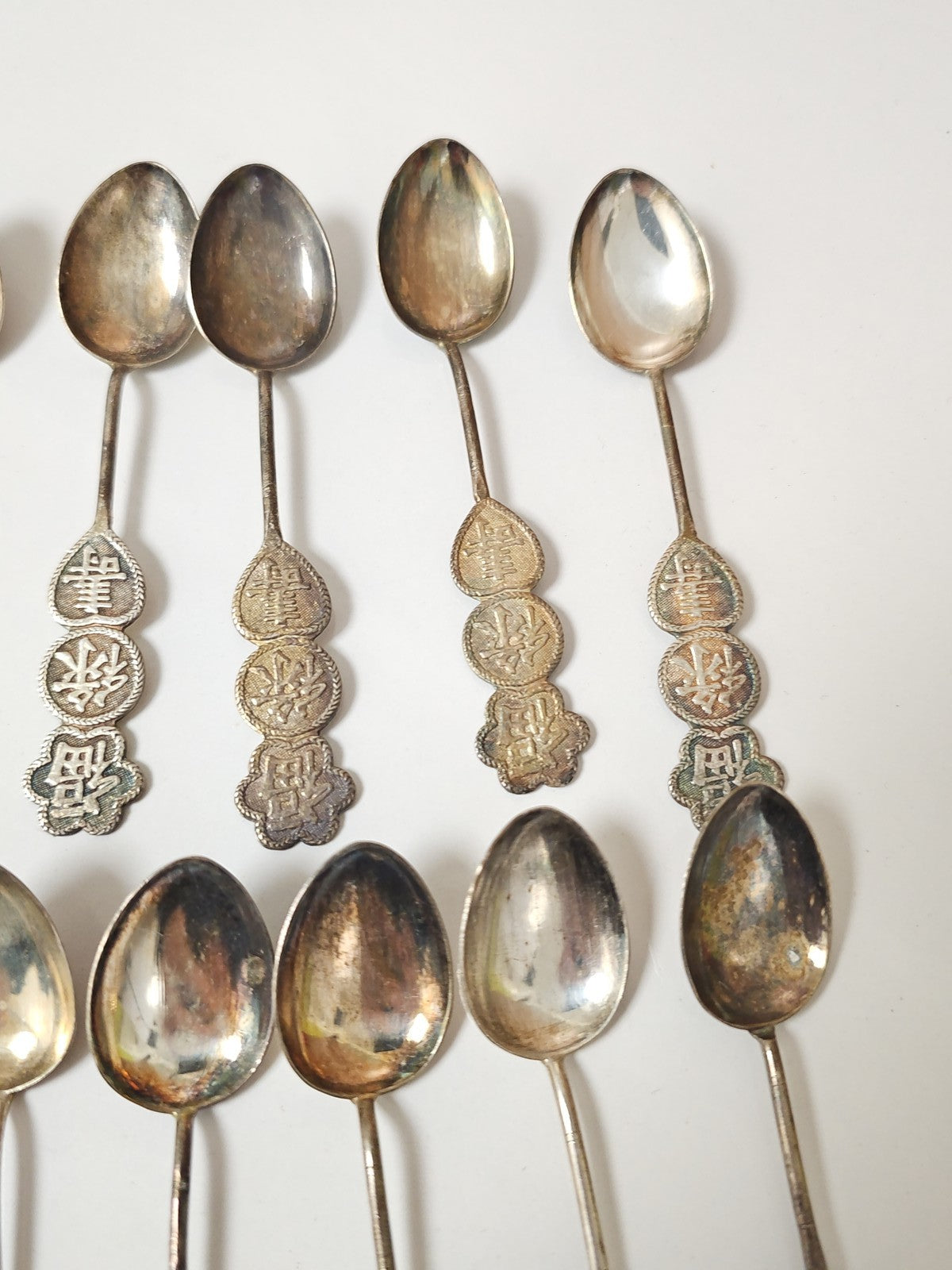 Lot de cuillères chinoises anciennes en argent vintage 97g collection rétro