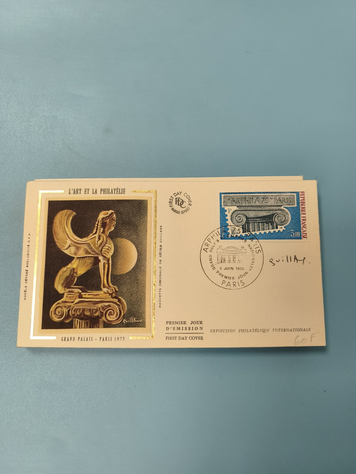 Ancienne enveloppe philatélie Grand Palais 1975, Premier Jour d?Émission Paris