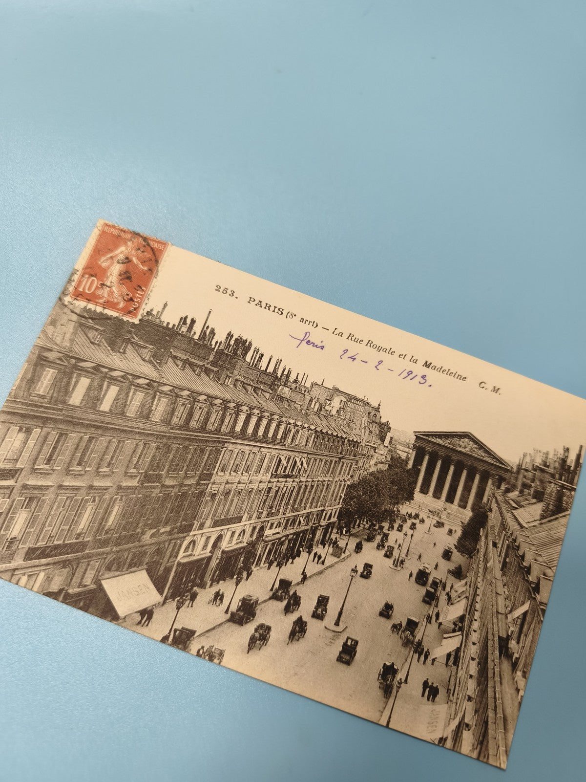 Carte postale ancienne animée Paris La Madeleine timbre 10c XIXe Ref 1