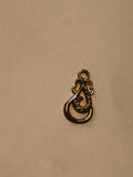 Pendentif ancien motif filigrane doré style goutte, breloque vintage bijou