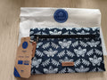 Pochette Cabaia bleu motif papillons large NEUVE 24 cm accessoire sac