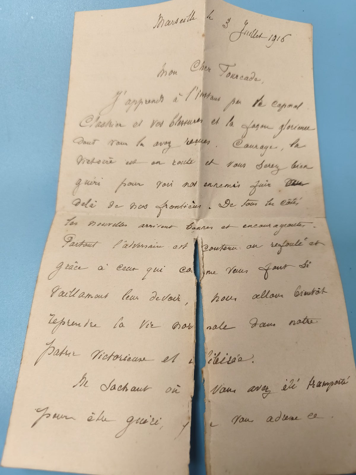 Ancienne enveloppe manuscrite France 1916, lettre manuscrite, WW1, collection