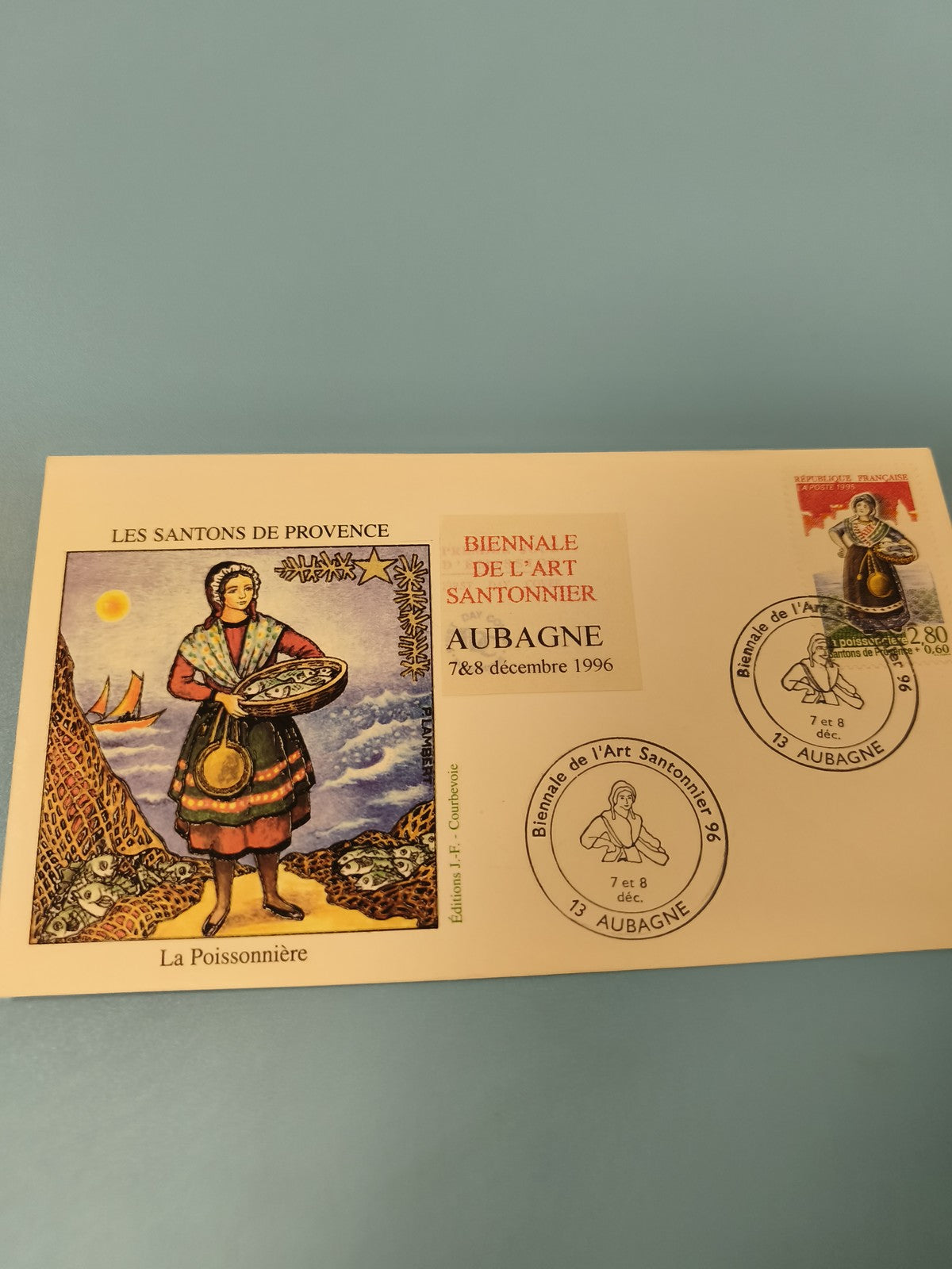 Ancienne enveloppe philatélie Biennale Art Santonnier Aubagne 1996 illustrée