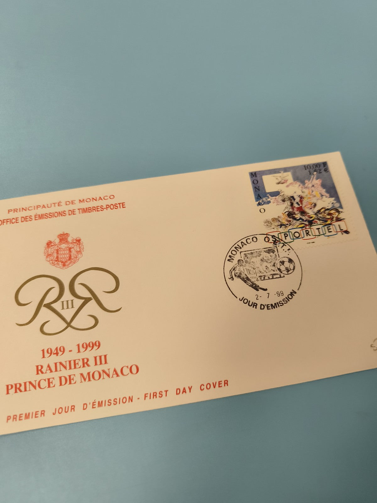 Enveloppe ancienne philatélie Monaco 1er jour Rainier III 1949-1999