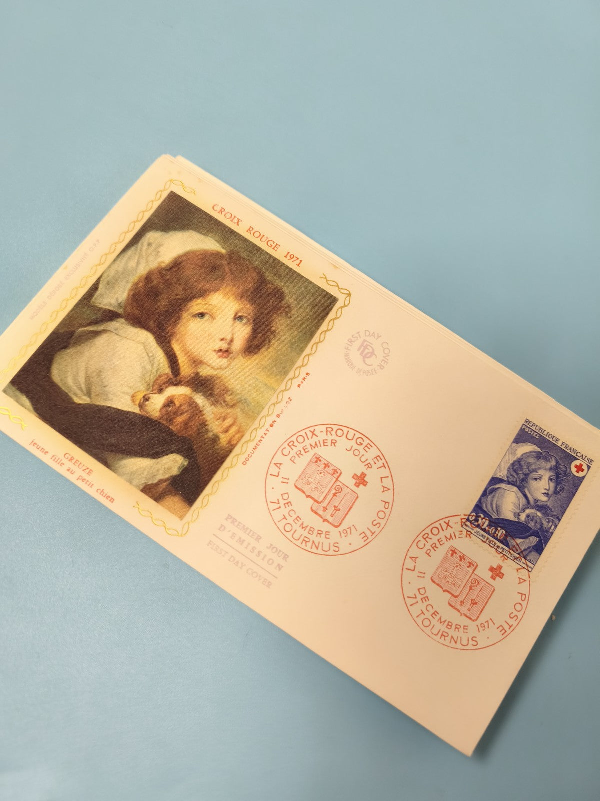 Enveloppe FDC Croix-Rouge 1971 premier jour d?émission illustration enfant