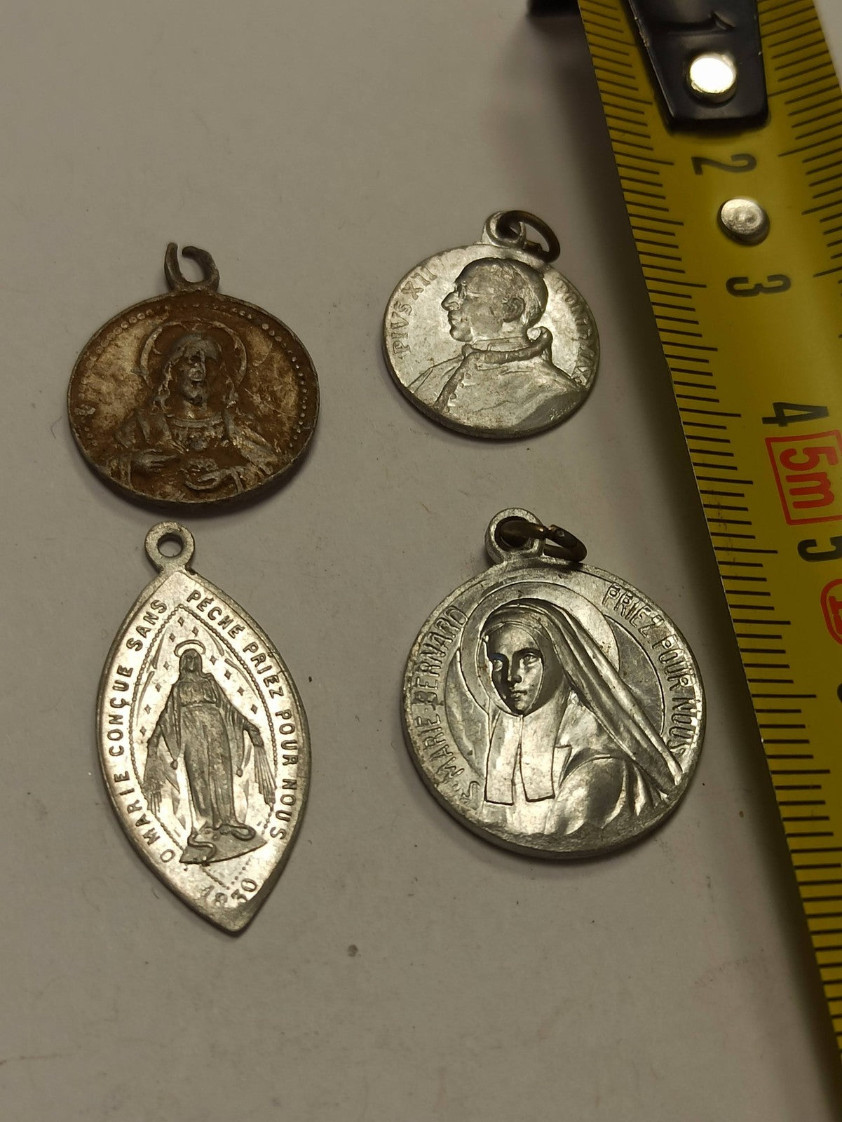 Médaille religieuse ancienne lot x4 vintage, pendentif catholique France