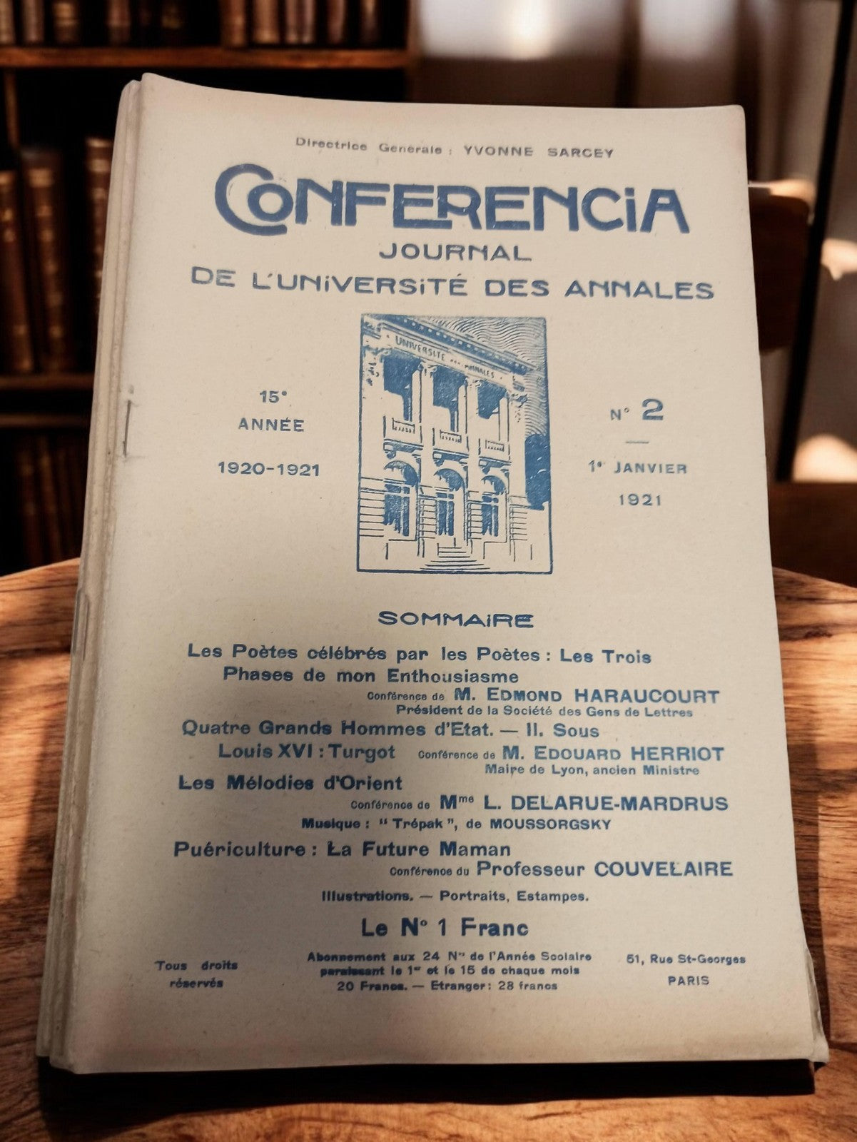Revue ancienne Conférencia 1921 journal universitaire rétro Université des Annal