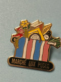 Pin's vintage Marché aux Puces émaillé couleurs vives collection rétro
