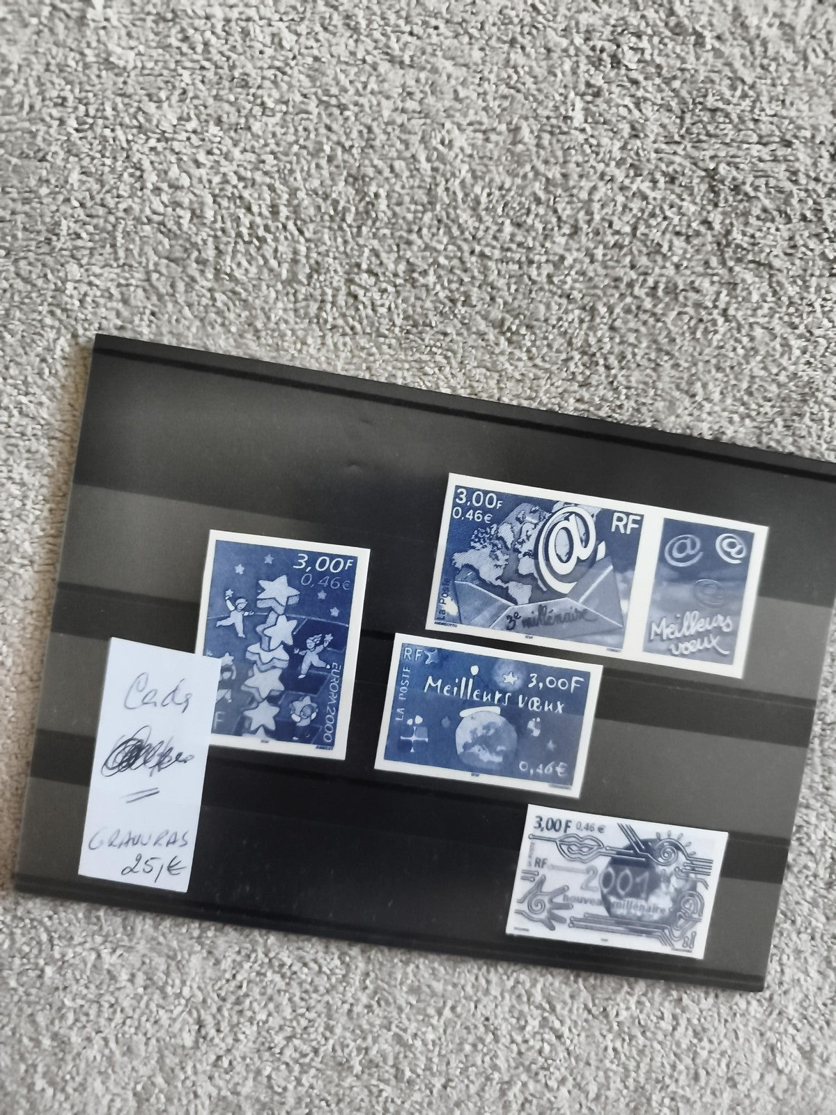 Lot timbres France 3,00F RF Meilleurs Vœux gravures bleues Nouvel An 2000-2001