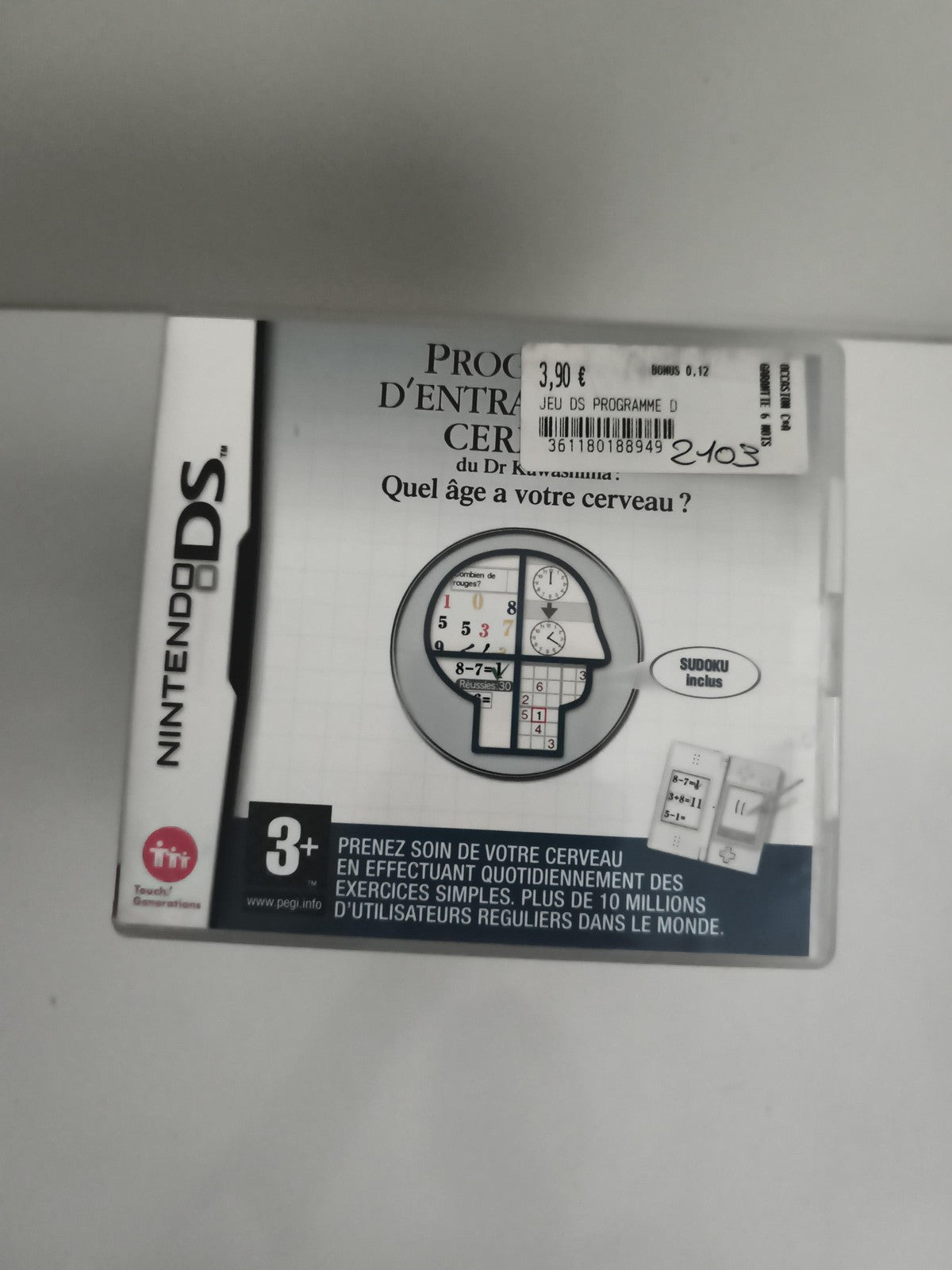 Jeu Nintendo DS Programme d'entraînement cérébral Kawashima Sudoku