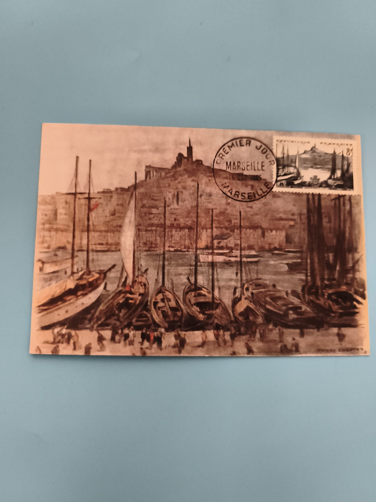Carte postale Premier Jour Marseille port Notre-Dame timbre 87c philatélie