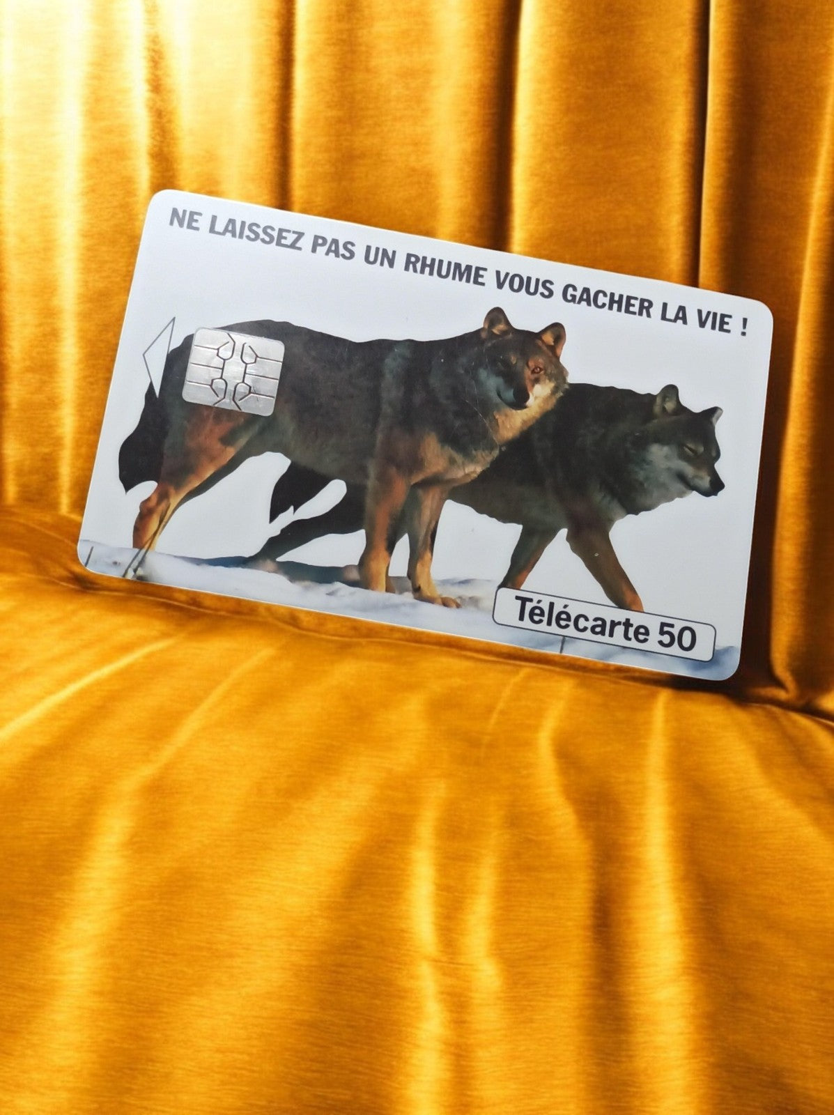 Carte téléphonique vintage Télécarte 50 loups pub rhume années 90