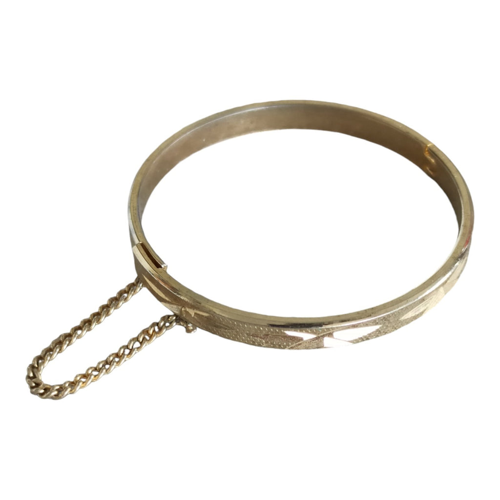 Bracelet jonc vintage métal doré années 90, fermeture sécurité, bijou rétro
