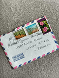 Lettre affranchie Côte d’Ivoire timbres poste fleurs fruits 1980s philatélie air
