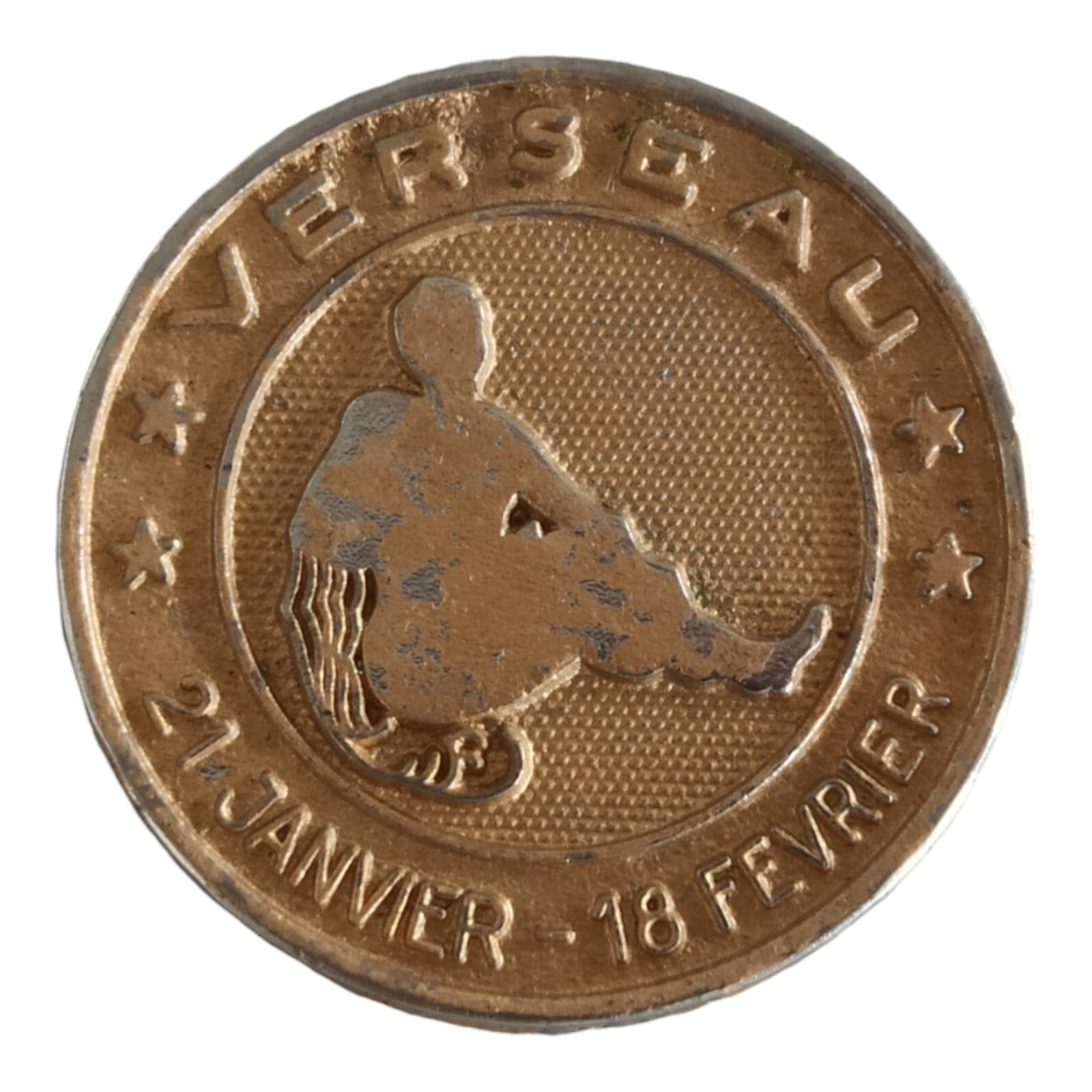 Médaille Verseau vintage plaquée or, signe zodiaque astrologie, 21 janvier