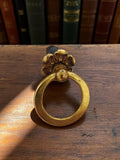 Poignée vintage bronze années 50 pour meuble, petit modèle, motif floral