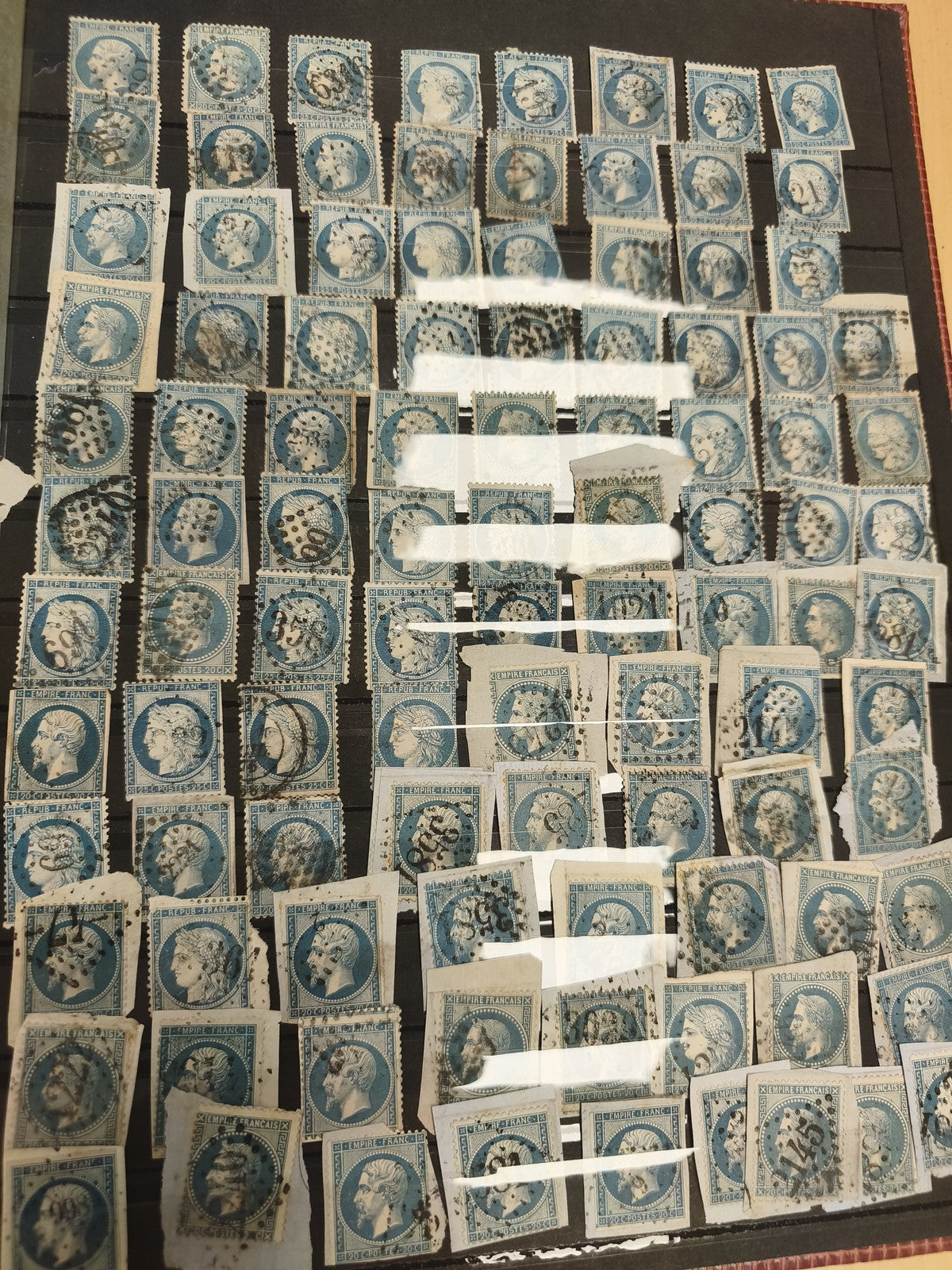 Lot timbres Cérès 25c bleu oblitérés France XIXe philatélie classique