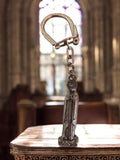 Porte-clés religieux vintage Lourdes Vierge Marie aspect métal ancien
