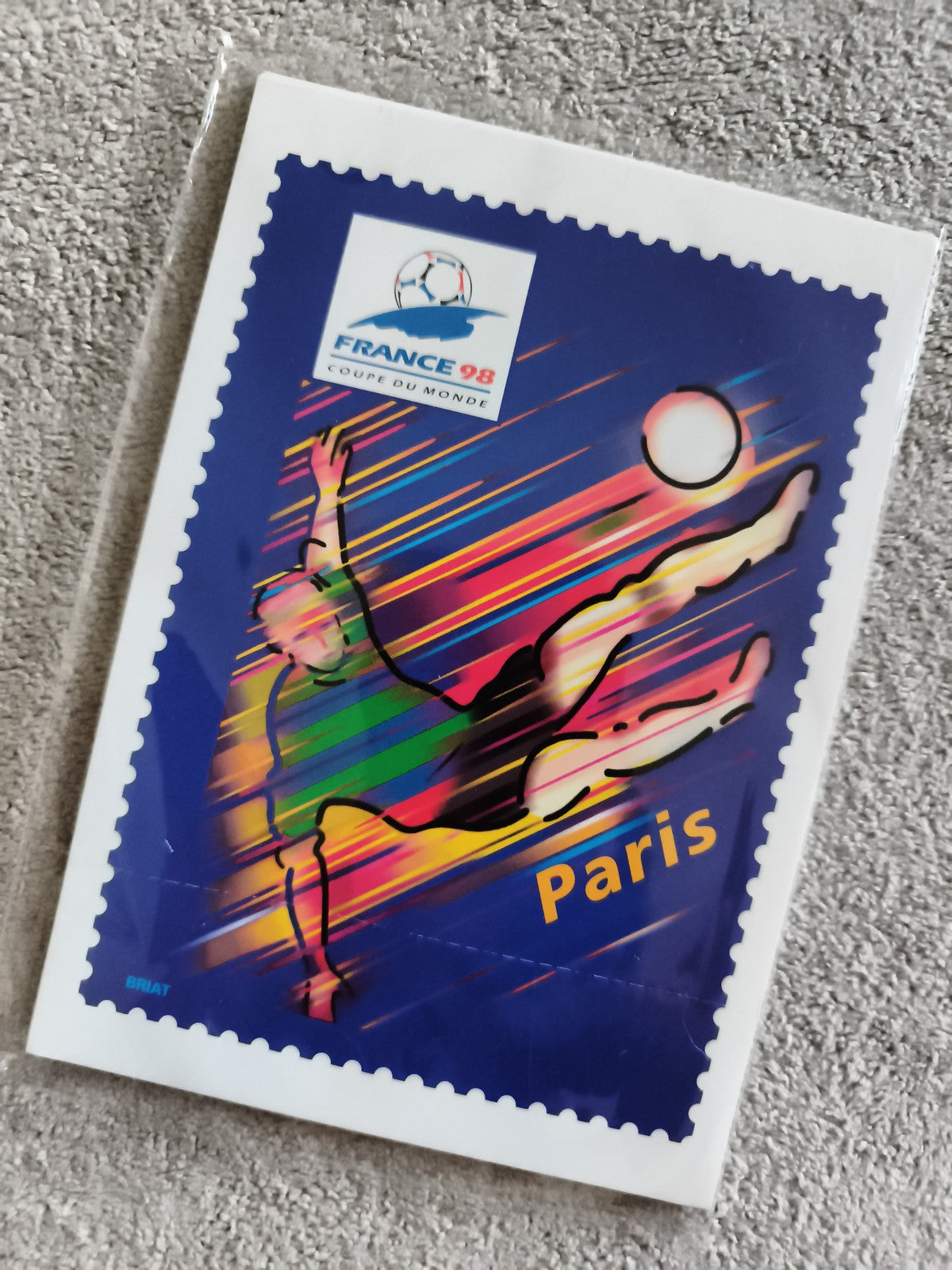Timbre souvenir France 98 Paris football Coupe du Monde philatélie
