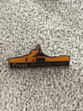 Pin's vintage FNAC Marseille 1990 silhouette orange noir badge ancien (Ref 6)