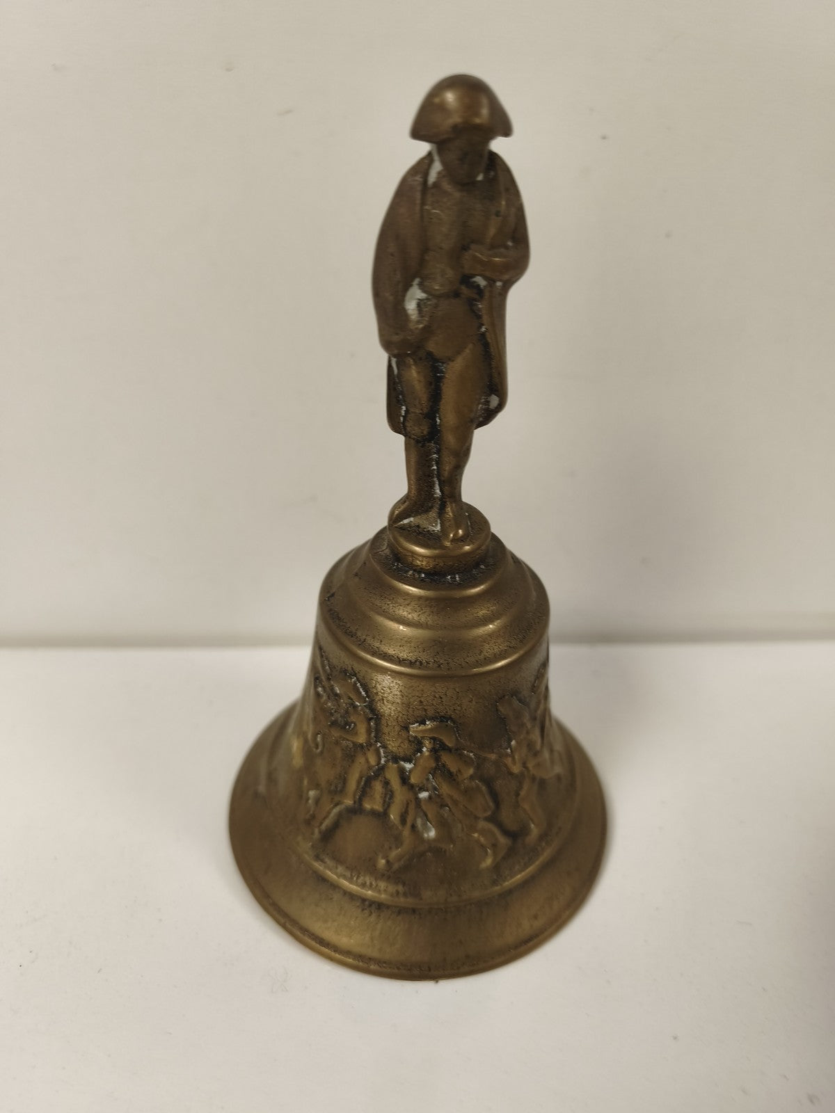 Ancienne cloche bronze Napoléon, figurine cavalier, déco collection vintage