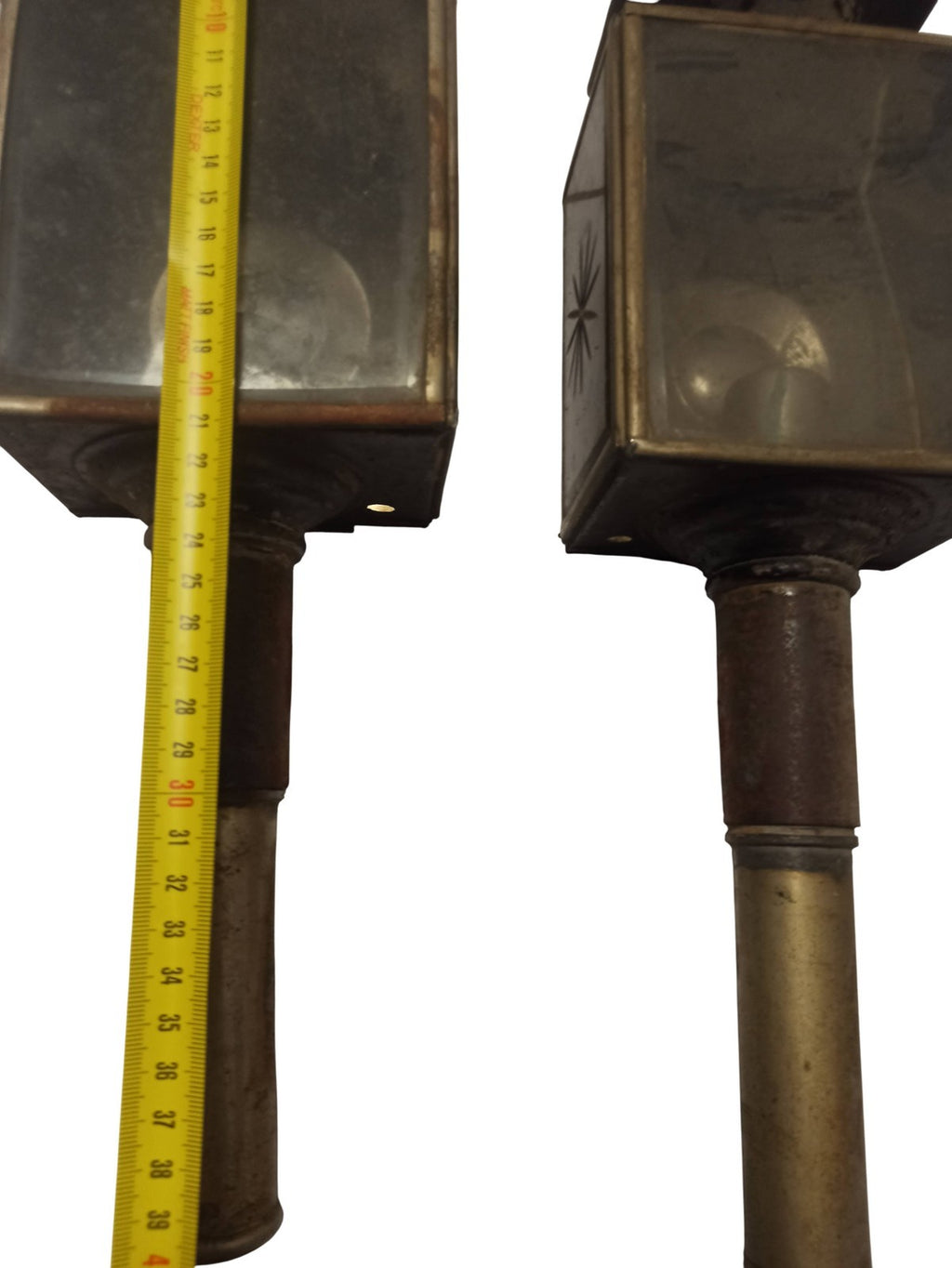Lanternes anciennes hippomobile vintage, lot de 2 lampes rétro déco