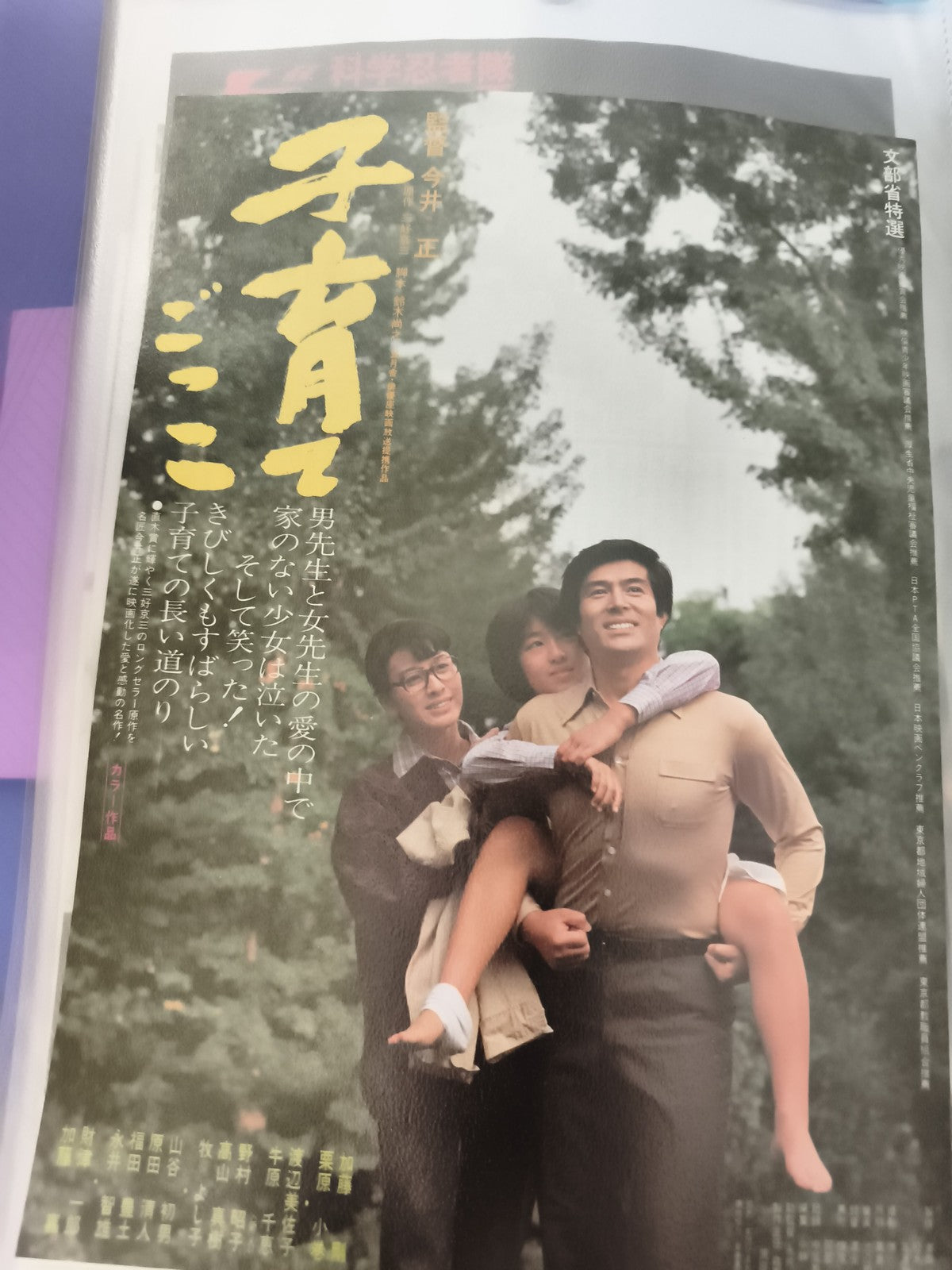 Affiche cinéma japonaise vintage film famille années 70 flyer original