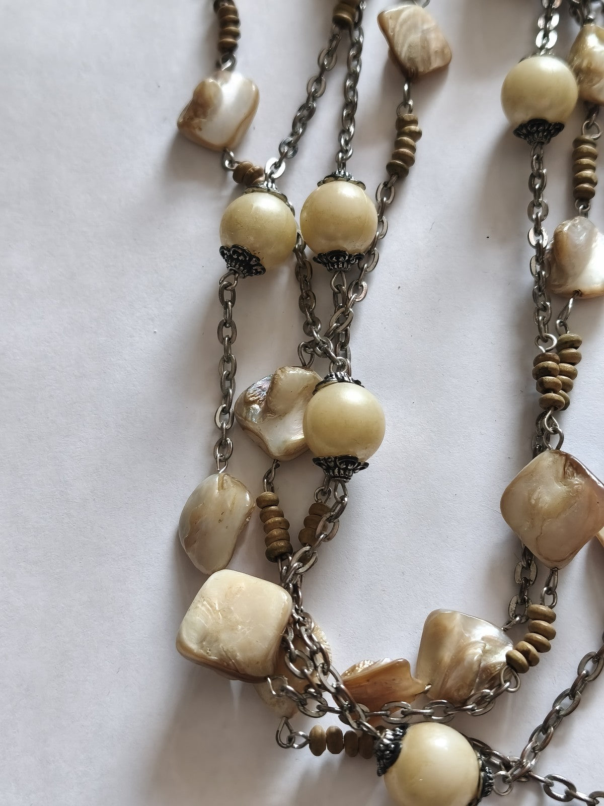 Collier ancien vintage en coquillages naturels rétro, bijou artisanal collection