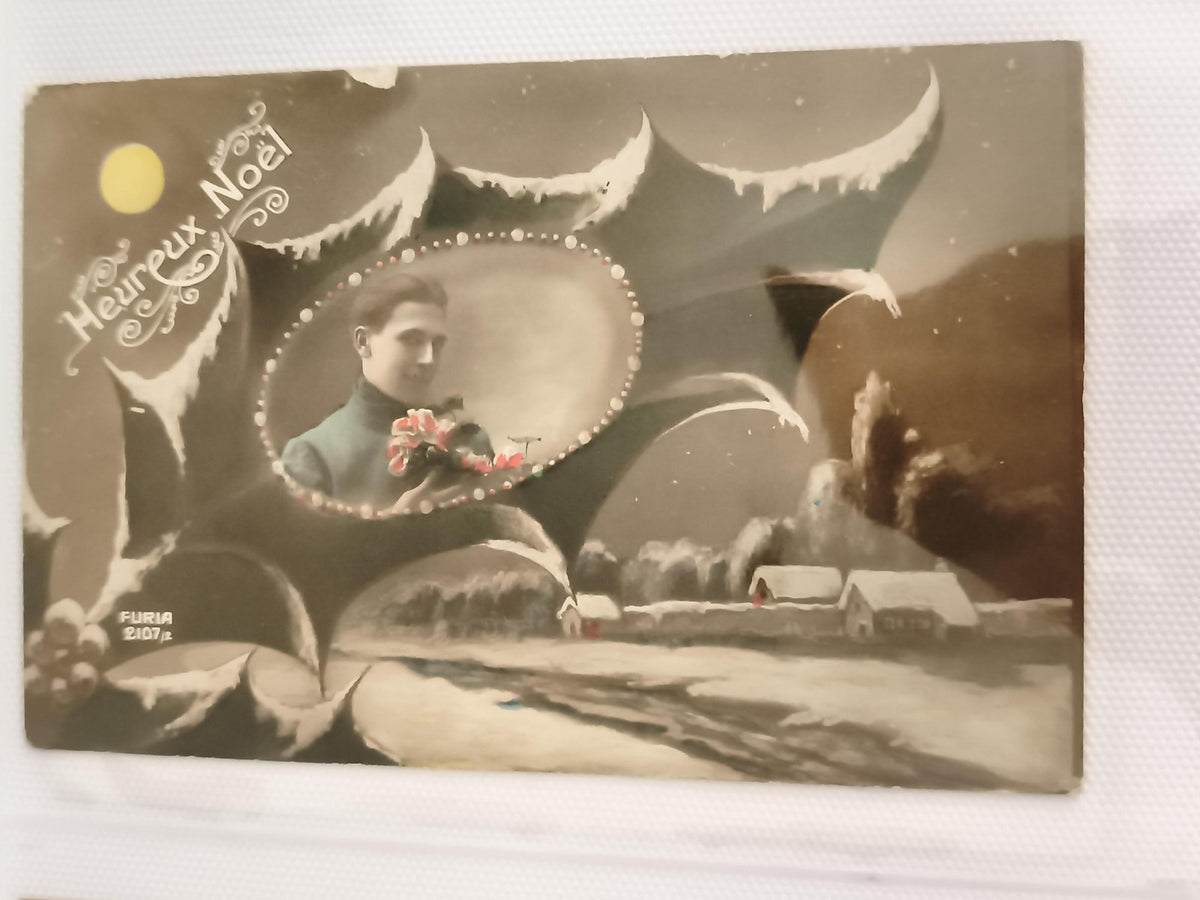 Carte postale ancienne Heureux Noël FURIA 2107 hivers neige CPA vintage