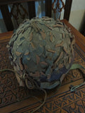 Casque militaire ancien camouflé vintage armée authentique rétro occasion