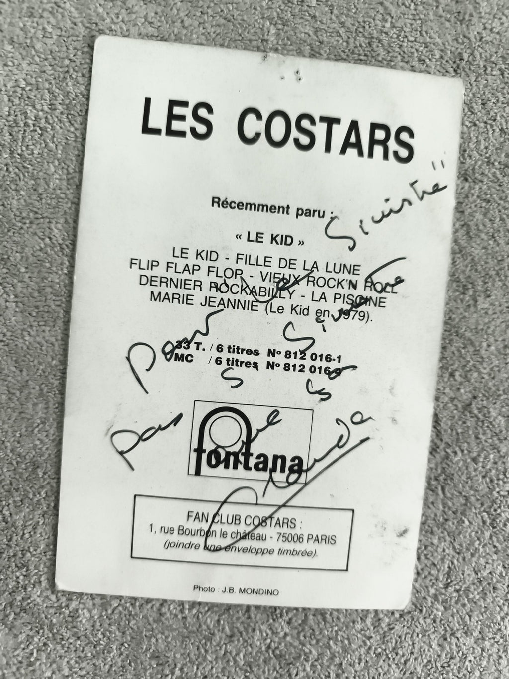 Carte postale ancienne Les Costars photo promo vintage groupe années 80