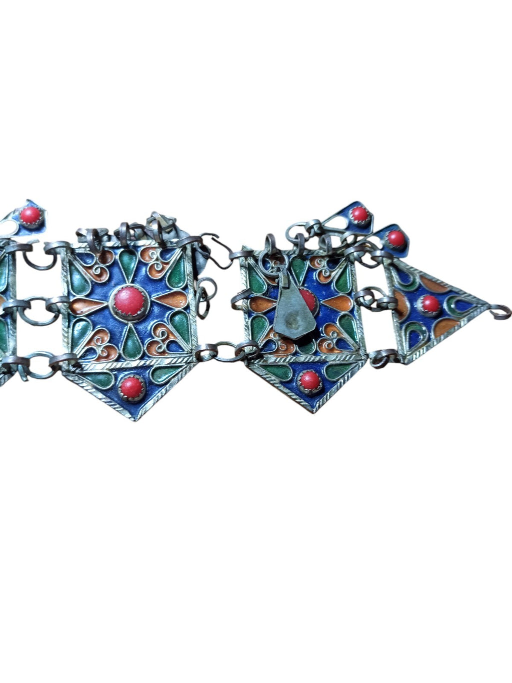 Diadème ancien kabyle berbère émaillé métal, bijou traditionnel vintage
