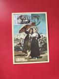 Carte postale philatélie Journée du Timbre 1981 illustration femmes parapluie