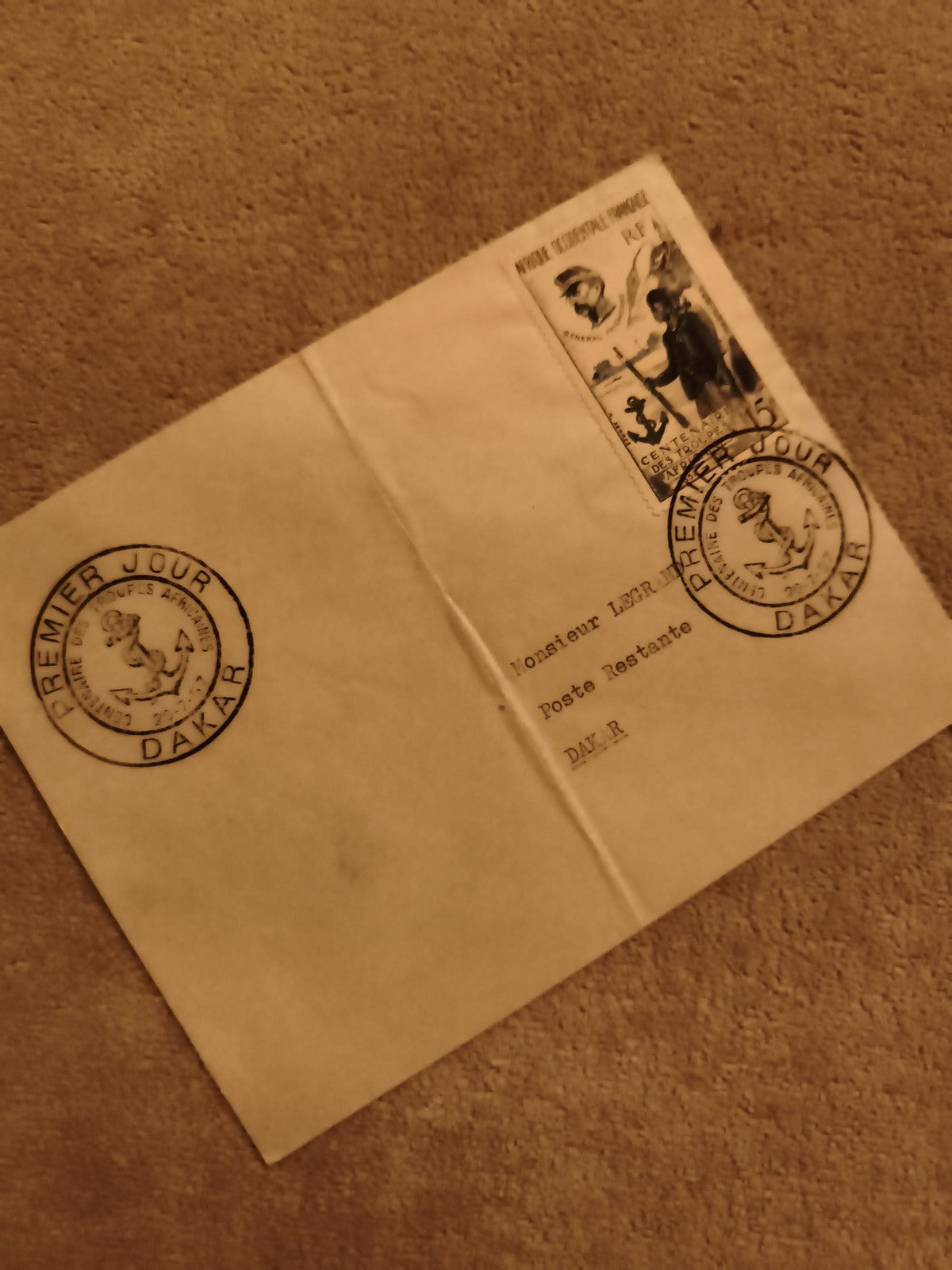 Lettre Premier Jour Dakar Sénégal timbre Marine 1960s Philatélie (Ref 1)
