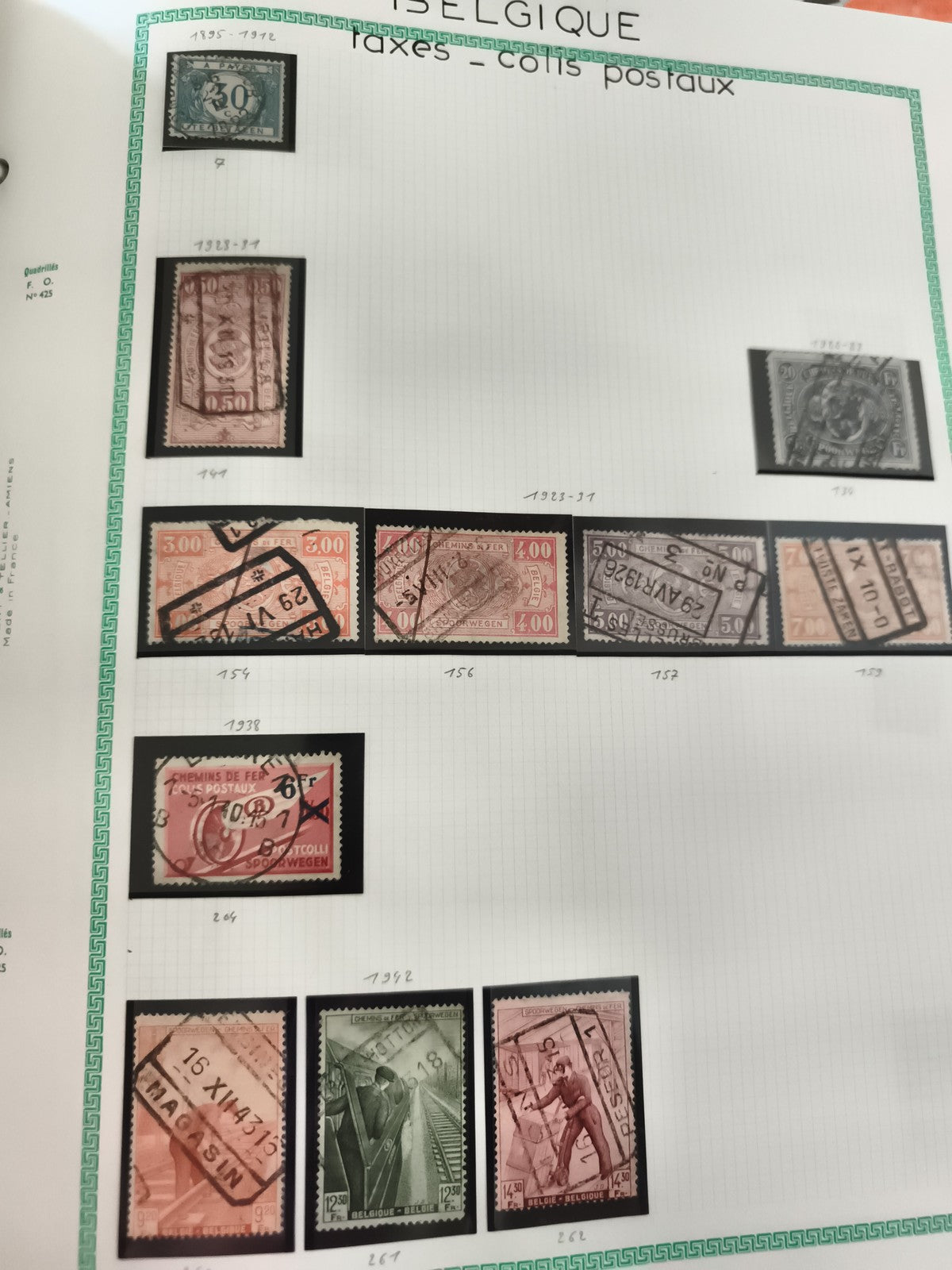 Timbres Belgique taxes colis postaux oblitérés lot philatélie cachets