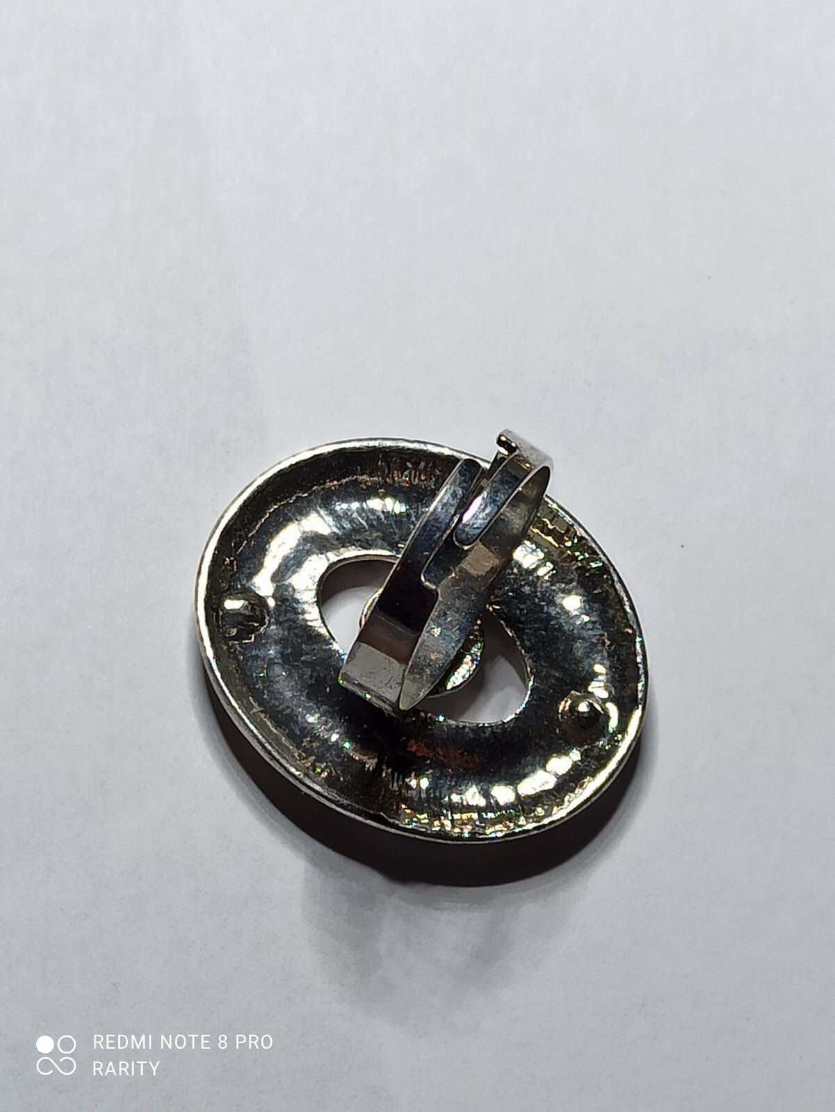 Bague créateur Vkntah strass motif ovale marron argenté taille 56
