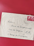 Enveloppe timbrée philatélie Saar 15c, écriture manuscrite, cachet postal visibl