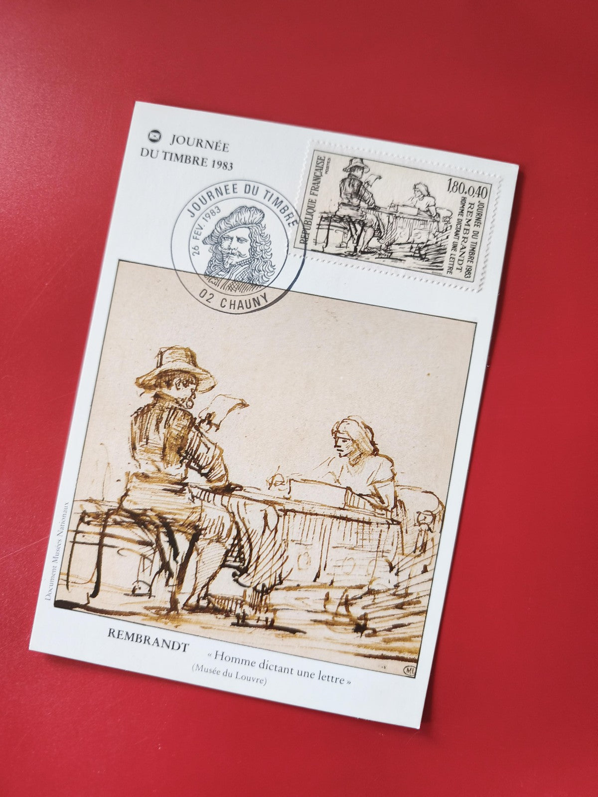 Carte postale philatélie Rembrandt Journée du Timbre 1983 oblitérée France
