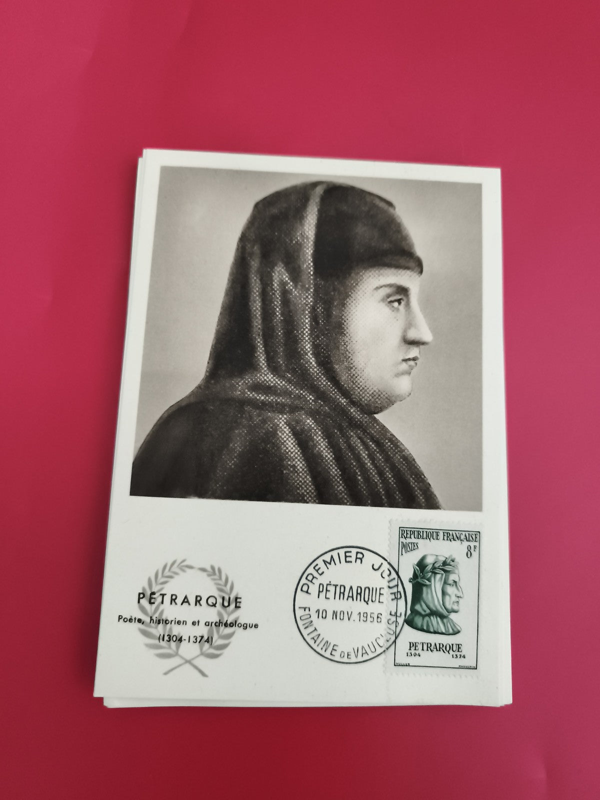 Carte Premier Jour Pétrarque 1956 timbre France philatélie poète illustrée