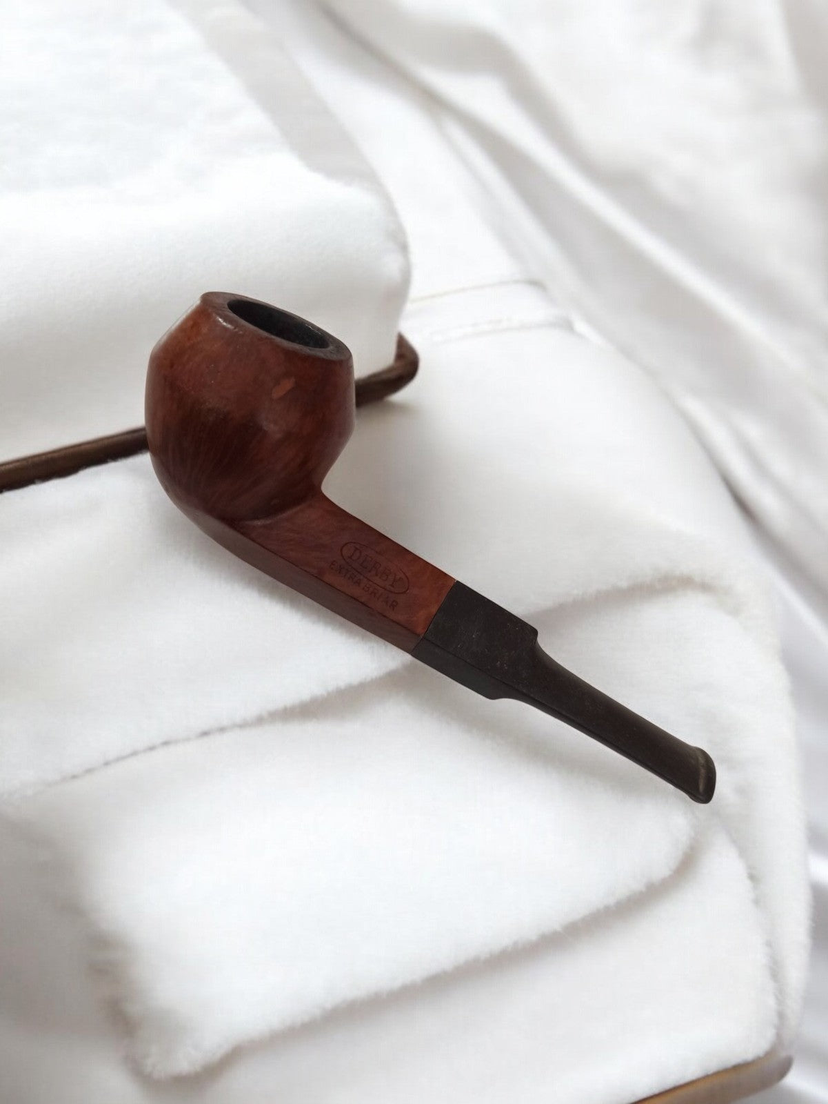 Pipe ancienne DERBY Extra Briar vintage, courbe brune, fumeur rétro