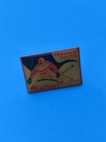 Vintage pin's Auchan ski travaux photo, rectangulaire, collection publicitaire