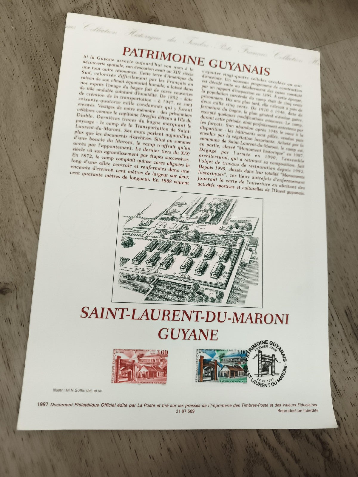 Document philatélique officiel 1997 Saint-Laurent-du-Maroni Guyane timbres La Po