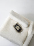 Montre femme IK vintage rectangulaire noir argenté rétro à réviser ancien