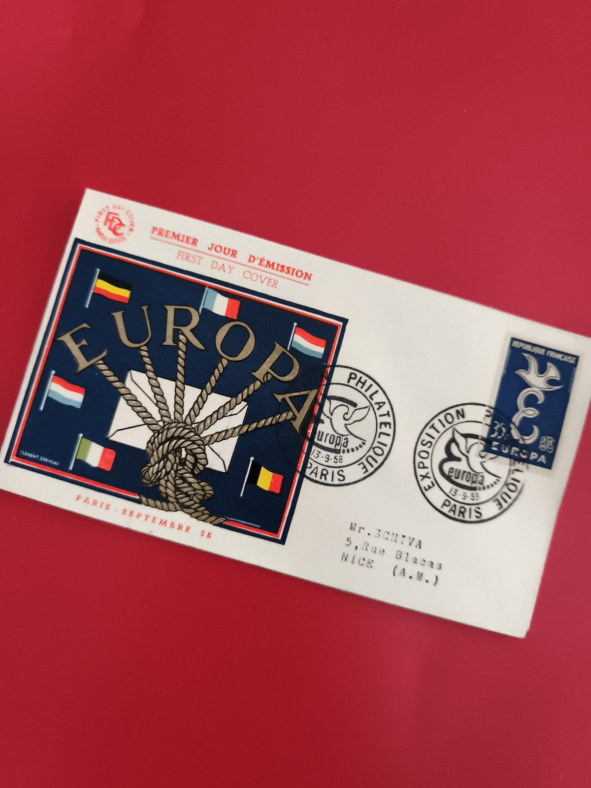 Lettre Premier Jour Europa 1958 Paris timbre France FDC philatélie (Ref 1)