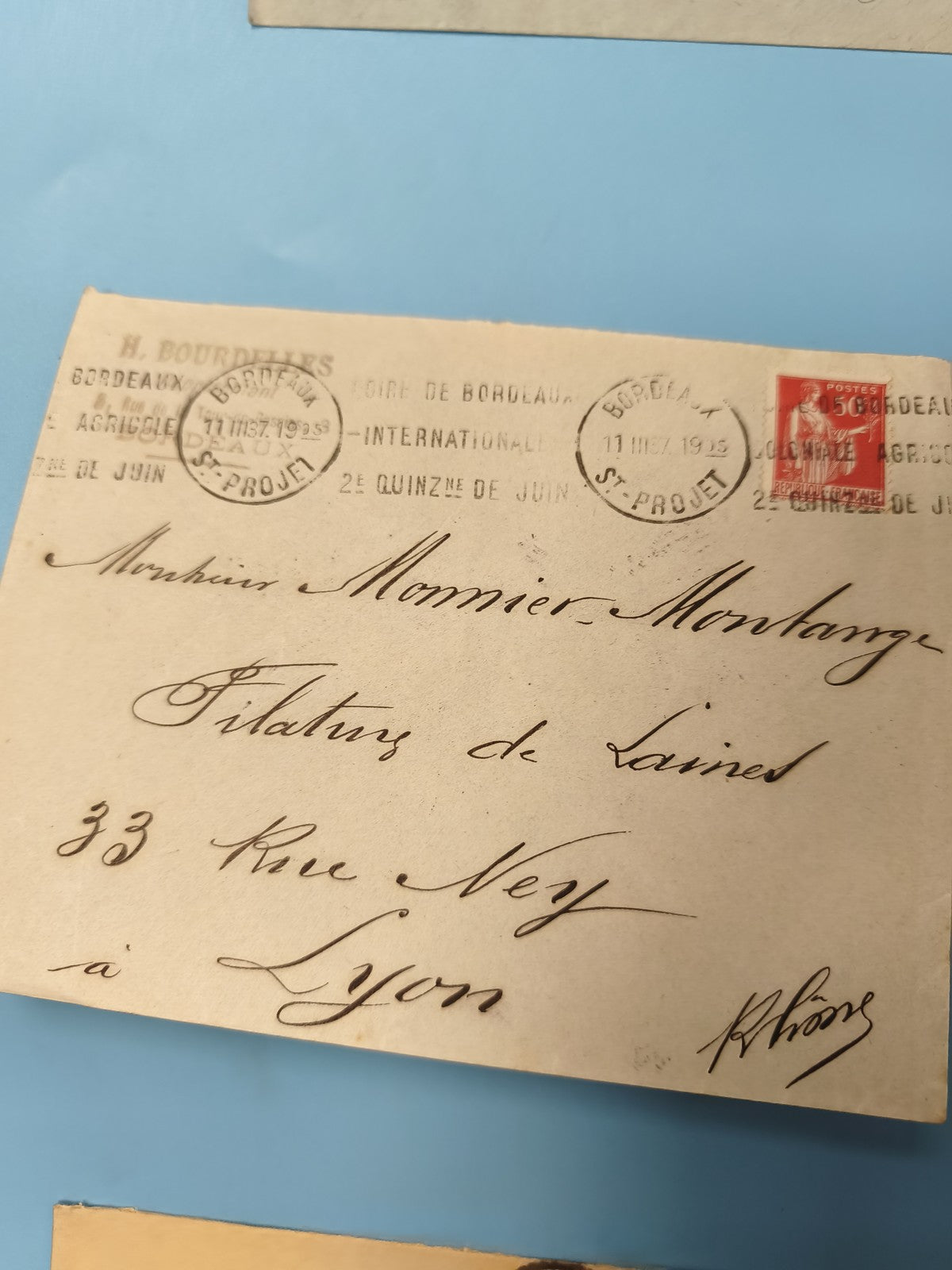 Ancienne enveloppe oblitérée Bordeaux 1915 philatélie vintage début XXe (Ref 6)